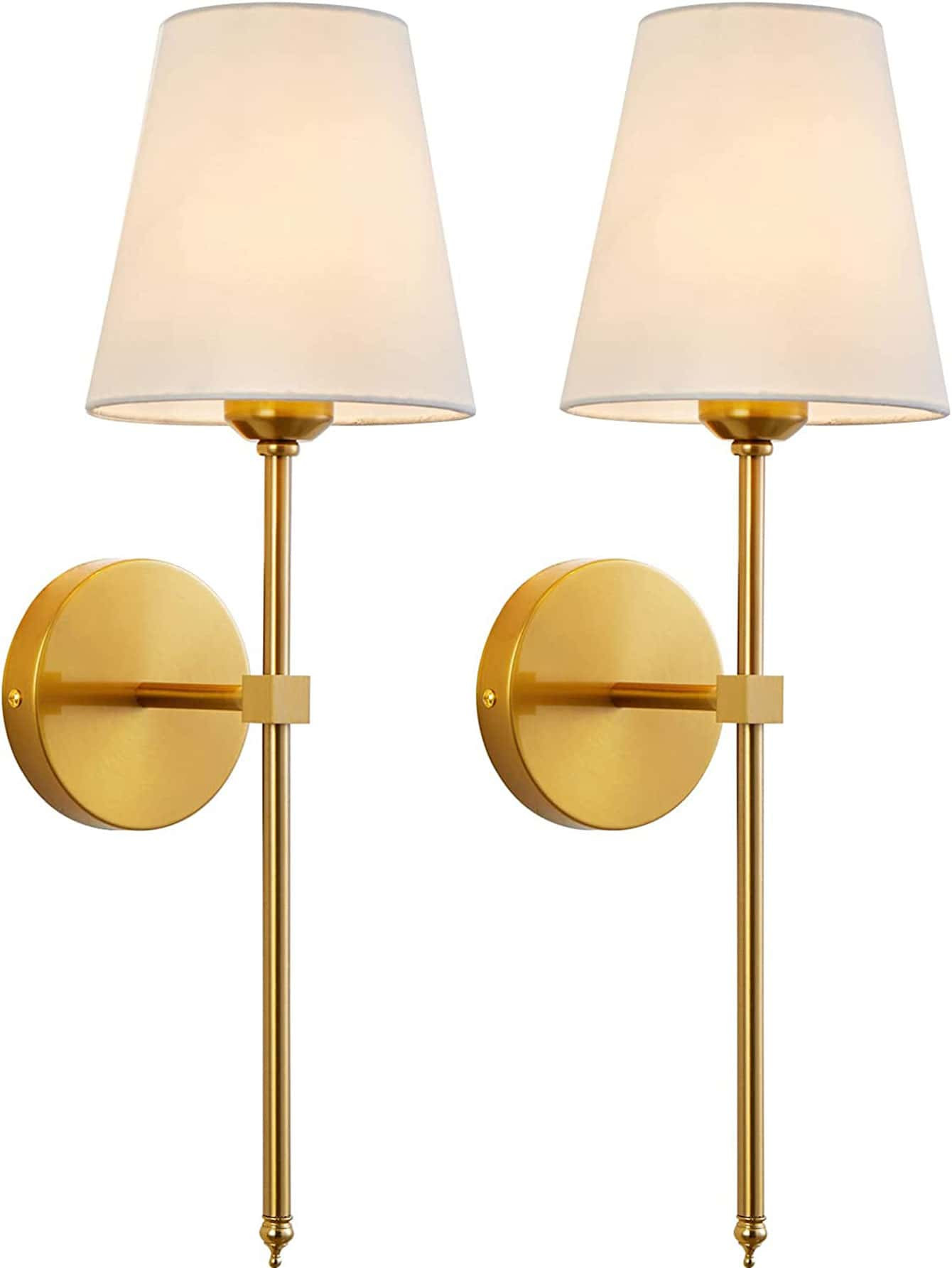 Apliques De Pared E27 Con Pantalla De Tela Blanca, Lámparas De Pared Interior De Base Dorada De ... | SHEIN