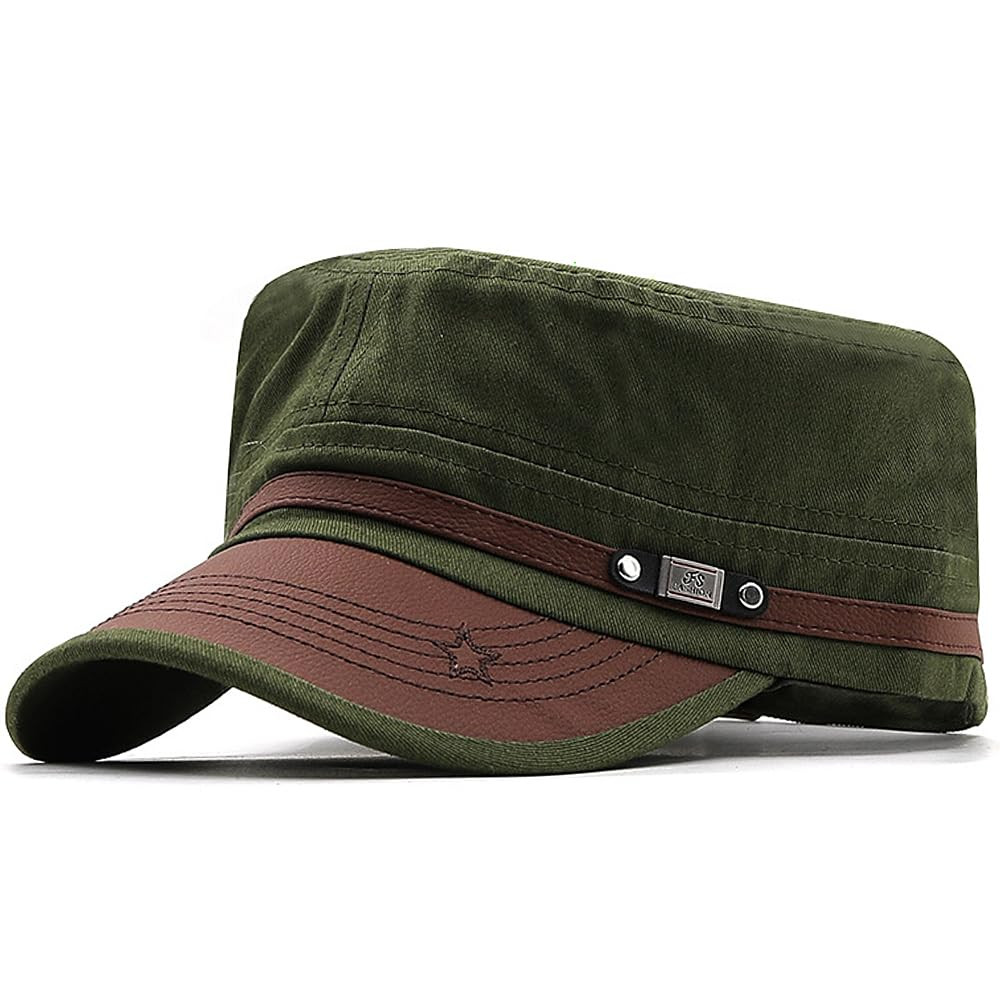 Cadet Army Cap for Men Women Military Adjustable Unisex Flat Top Hat | Amazon (US)