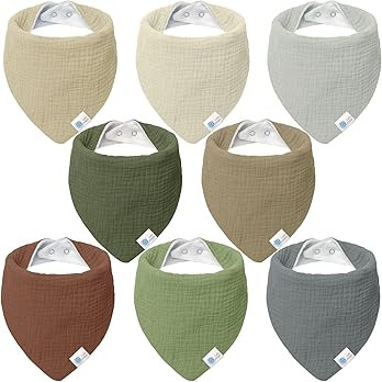 Lulumoon Muslin Baby Bibs 100% Cotton Baby Bandana Drool Bibs for Teething and Drooling, 8 Pack | Amazon (US)