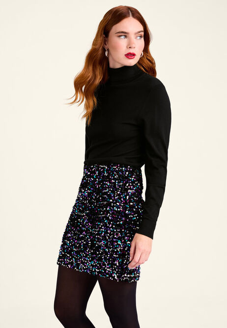 Womens Black Sequin Mini Skirt | Peacocks