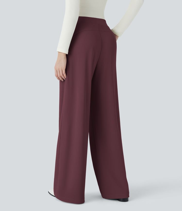 Women’s Halara Flex™ High Waisted Body Sculpt Waist-Slimming Side Pocket Wide Leg Micro Waffl... | HALARA