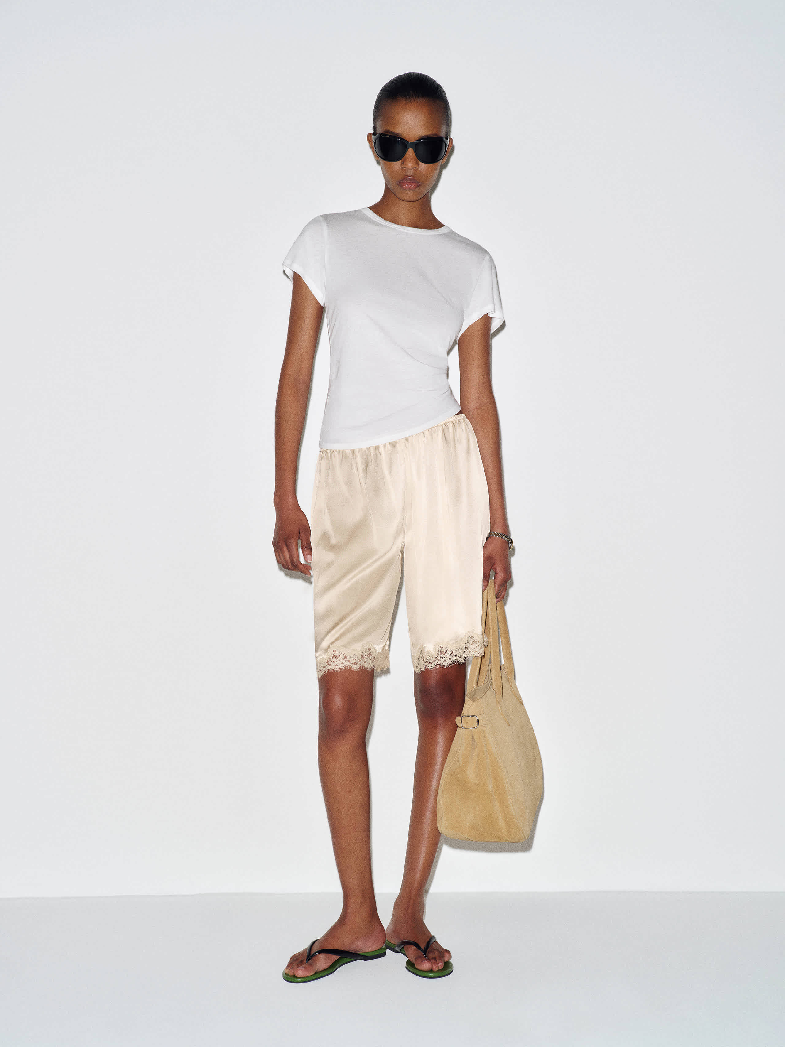 Reformation Clara Silk Bermuda Short Ivory Medium | Reformation (Global)