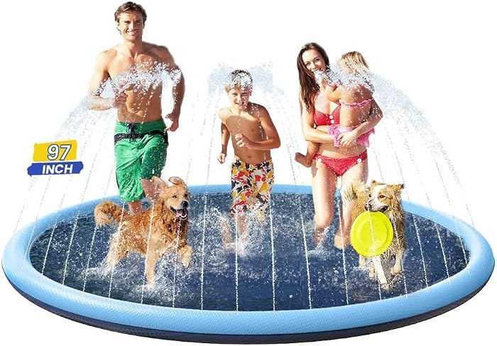 Splash Pad Non-Slip Dogs Cool Sprinkler Pool Extra Large Splash Pads for Kids Dog Baby Wading Poo... | Amazon (US)