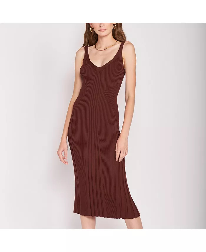 Women's Willa V-Neck Ribbed Midi Dress | Macy's