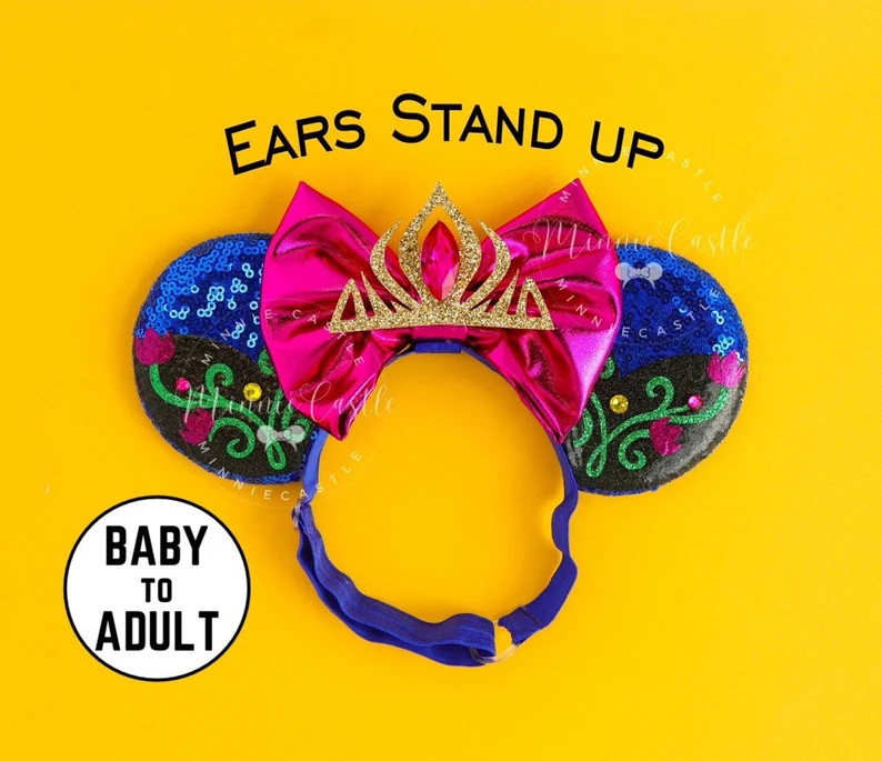 Anna Mouse Ears, Mickey Ear, Baby Minnie Ears, Toddler Mouse Ears, Princess Crown Ear, Kid Minnie... | Etsy (US)