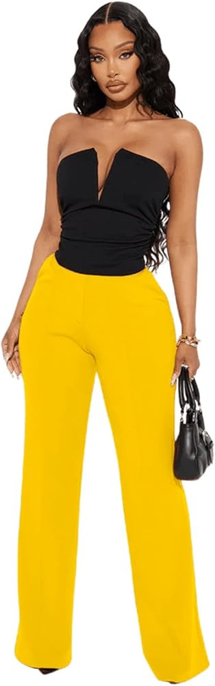 Women Stretchy Work Pants High Waisted Wrinkle Free Dressy Pants Business Casual Trousers 2025 | Amazon (US)