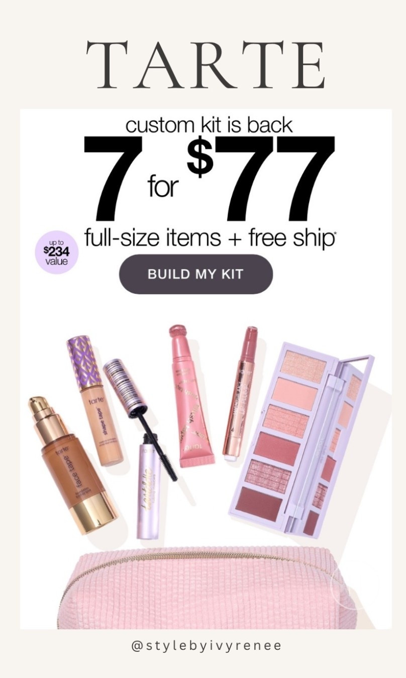 Tarte cosmetics 7 for $77 deal / custom kit / a sale you won’t want to miss!

#LTKTravel #LTKSaleAlert #LTKBeauty