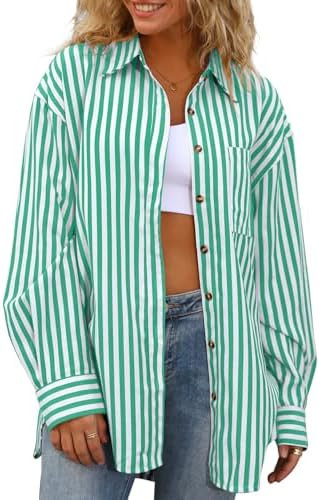 CHYRII Women's Striped Button Down Long Sleeve Blouse | Amazon (US)