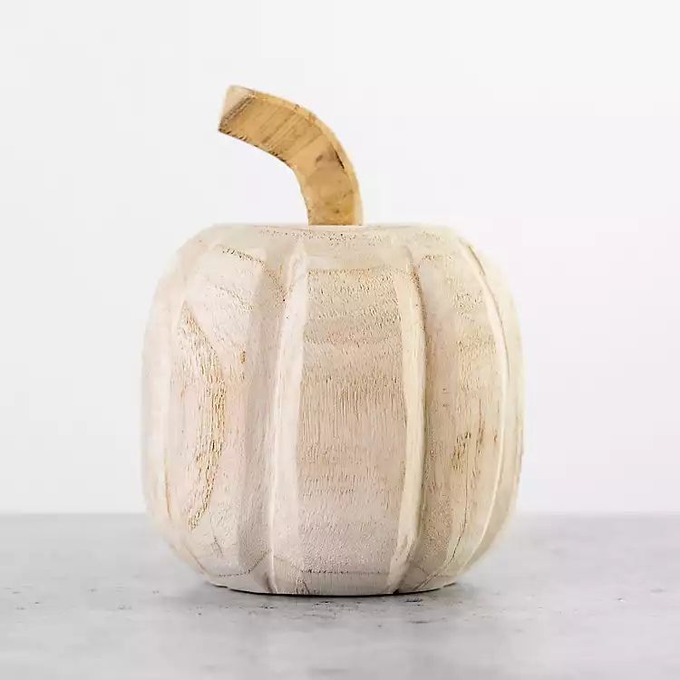 New! Natural Carved Wood Pumpkin, 8 in. | Kirkland's Home