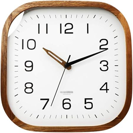 DSWHM Wall Clocks Solid Wood Wall Clock 12 Inch Square Silent Modern Minimalist Living Room Home ... | Amazon (US)
