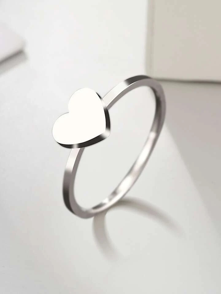 1pc Fashionable Stainless Steel Heart Decor Ring For Women For Daily Decoration | SHEIN