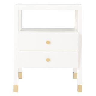 SAFAVIEH Cove 19 in. White/Gold Rectangle Wood Storage End Table ACC6602B - The Home Depot | The Home Depot
