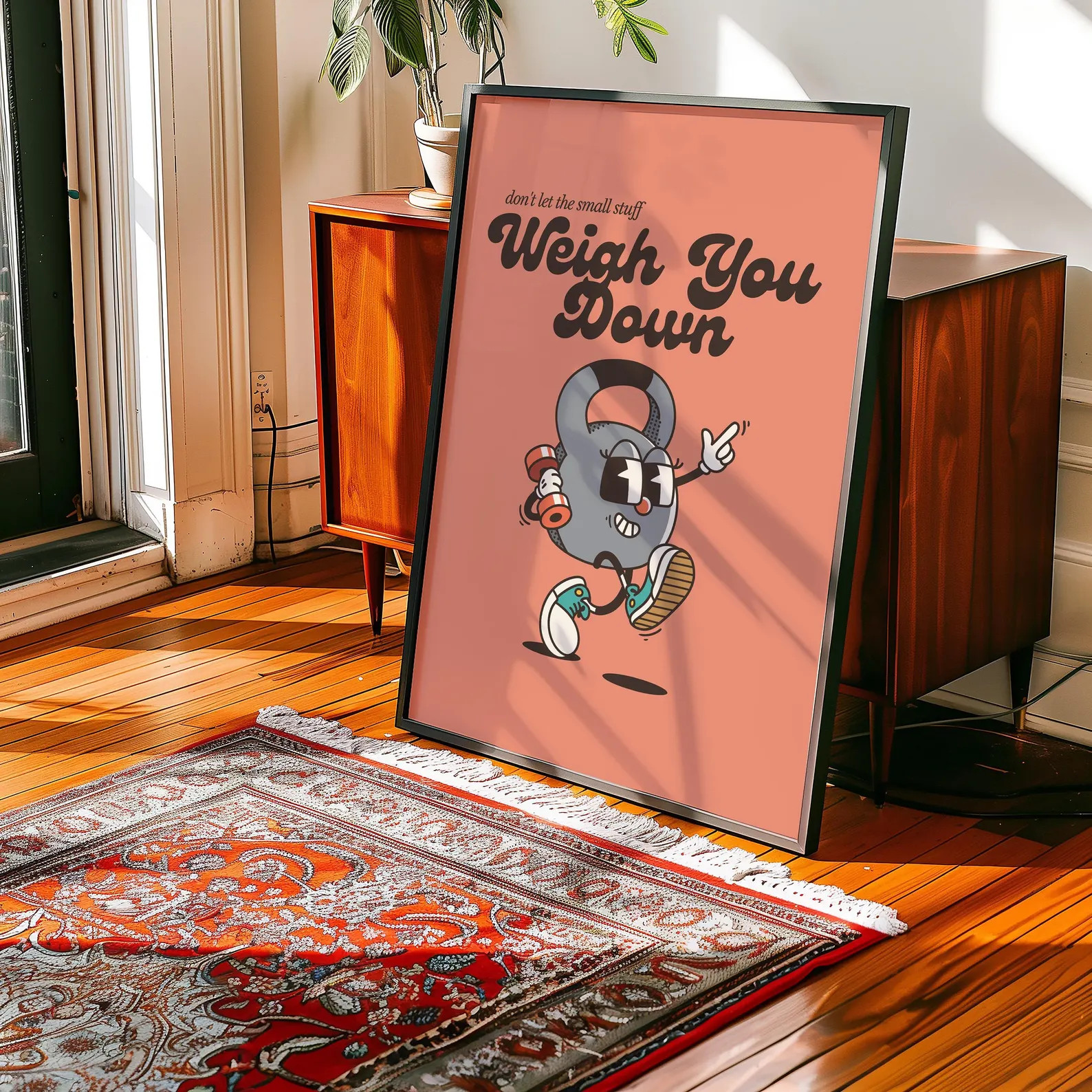 Digital Wall Art Print: Retro Gym Cartoon - Fun Positivity Quote | Etsy (Global)