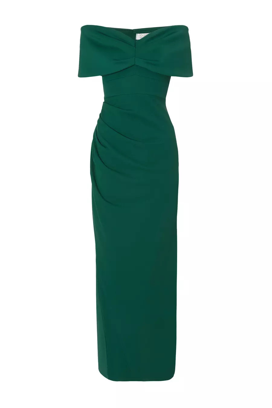 Bottle Green Bardot Wrap Maxi Dress | Quiz Clothing