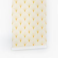 Sunny Delicate scallop print removable wallpaper | Livettes Wallpaper