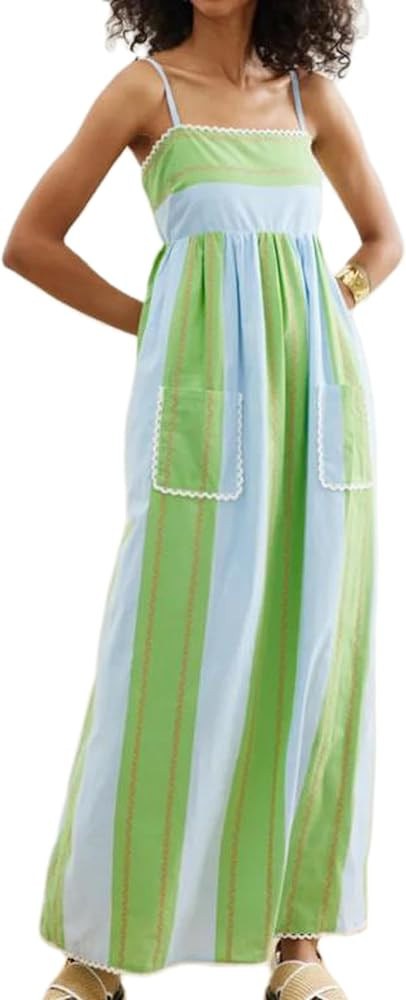 Women Summer Vocation Boho Floral Long Dress Sleeveless Flowy Tiered A Line Maxi Sundress Going O... | Amazon (US)