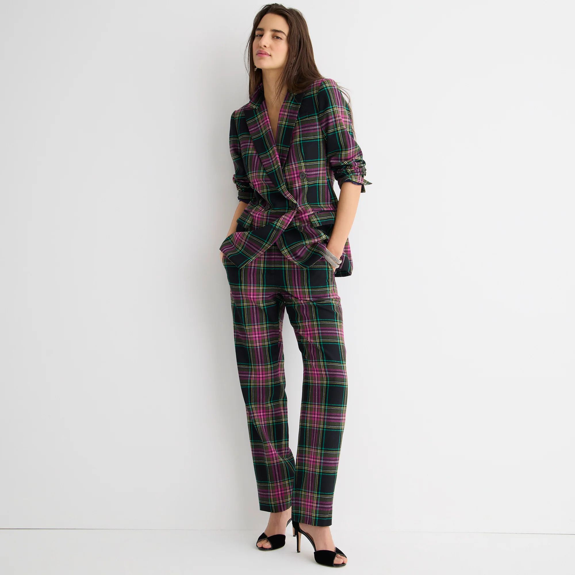 Kate straight-leg pant in pink Stewart tartan wool | J.Crew US