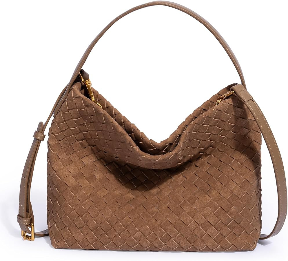 Woven Tote Bag for Women Designer Shoulder Handbag Leather Top Handle Hobo Purses | Amazon (US)