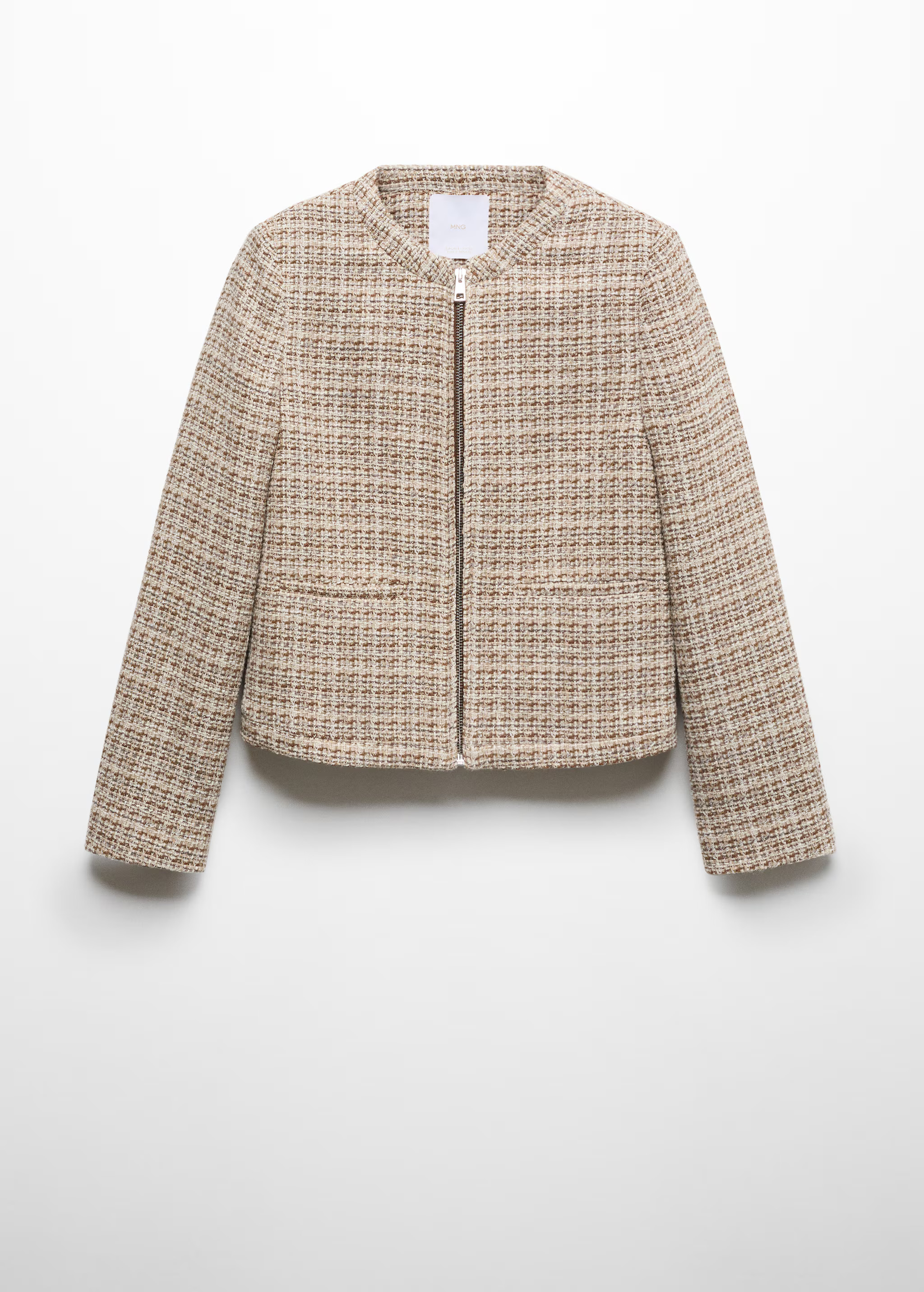 Tweed jacket with zipper - Women | MANGO USA | MANGO (US)