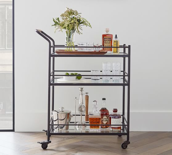 Hugo 29" Metal Bar Cart | Pottery Barn (US)