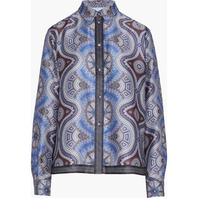 Hill House Home | The Liv Top, | Silk (Brown Cobalt Medallion, Size Small) | Maisonette | Maisonette