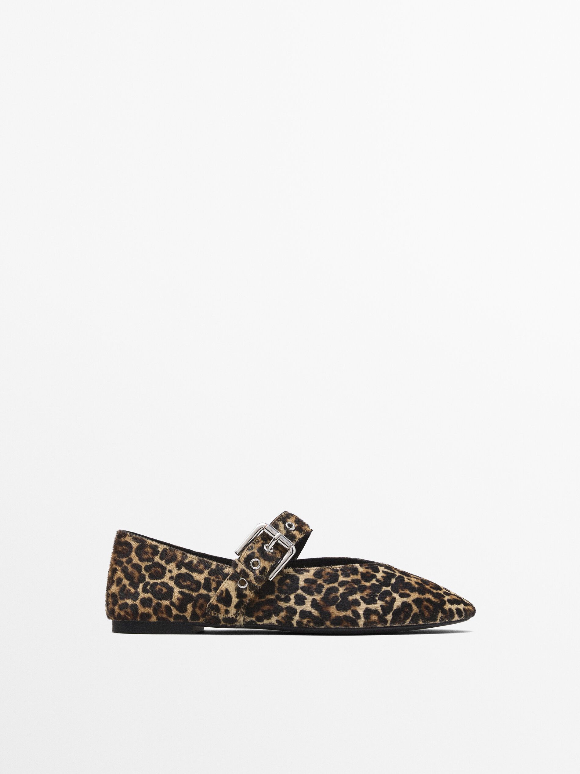 Animal print ballet flats with buckle | Massimo Dutti (US)