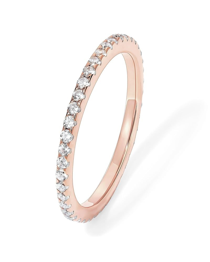 PAVOI 14K Gold Plated Solid 925 Sterling Silver CZ Simulated Diamond Stackable Ring Eternity Band... | Amazon (US)