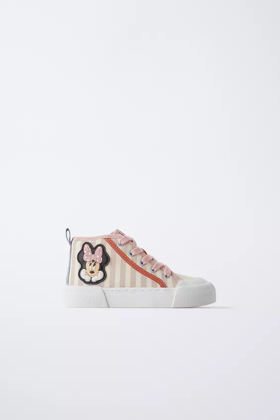 MINNIE MOUSE © DISNEY high-top sneakers. Side zip and adjustable lace closure. Back pull tab for... | Zara US
