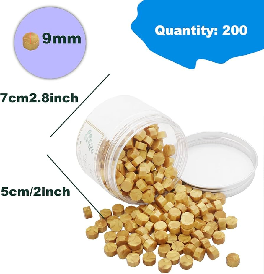 Auvoau Sealing Wax Beads White 200Pcs Octagon Wax Seal Beads with Box for Envelope Stamps, Cards,... | Amazon (US)