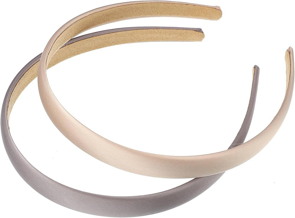 VOCOSTE 2 Pcs Solid Simple Satin Headbands, Fashion Hair Hoop for Women, Anti Slip Hair Accessori... | Amazon (US)