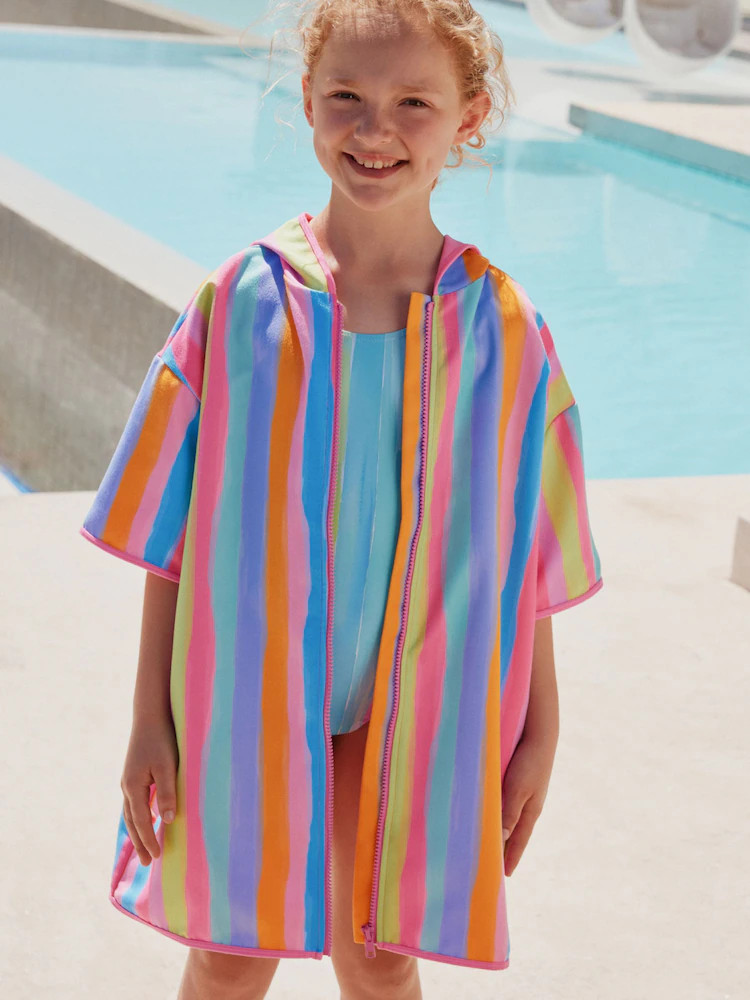Buy Rainbow Stripe Zip Quick Dry Towelling Poncho (9mths-8yrs) from Next USA | Next US