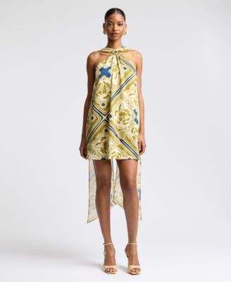 Women's Halter Scarf Print Swing Mini Dress | Macy's