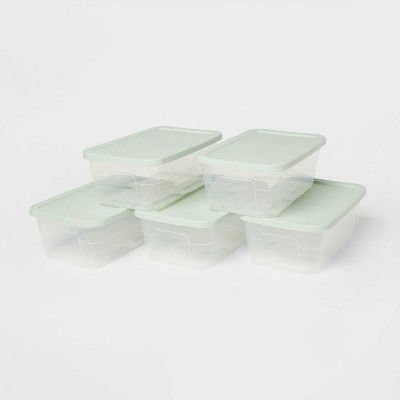 5pk 6qt Clear Storage Boxes Green - Room Essentials&#8482; | Target