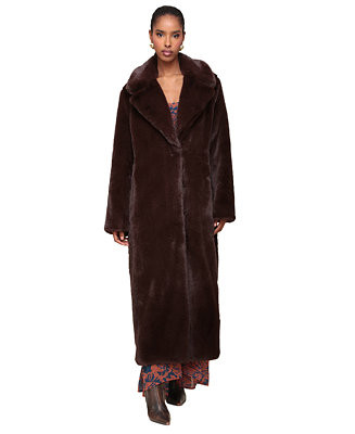 Avec Les Filles Women's Notched-Collar Faux-Fur Maxi Coat - Macy's | Macy's