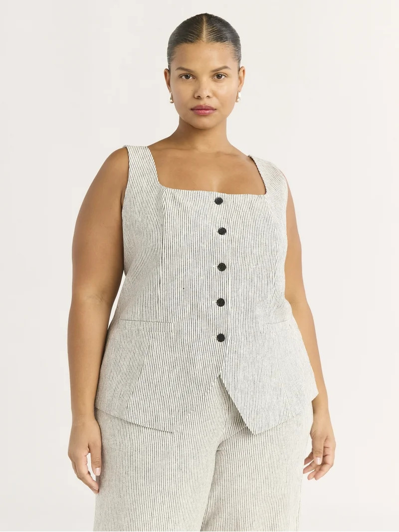 Scoop Women's and Women's Plus Linen Blend Longline Vest, Sizes XS-4X | Walmart (US)