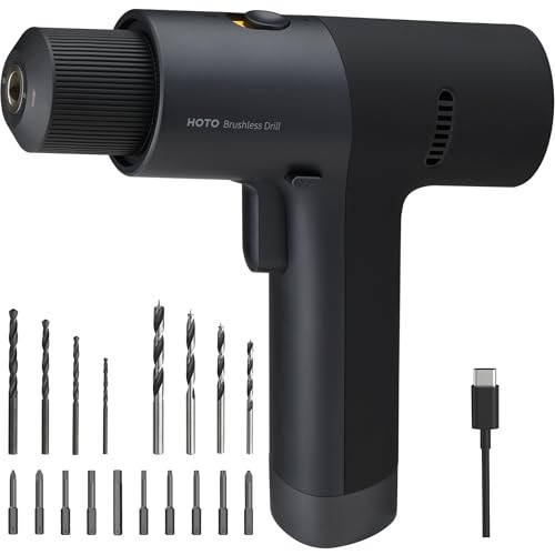 HOTO Cordless Brushless Drill 12V, LED Display Screen, 30 Precision Gears, 2 Working Modes, 2000mAh Battery, 266 In-lbs (30N·m) Torque, 3/8 Inch Keyless Chuck, 1400RPM, 10 x Bits, 8 x Drill Bits | Amazon (US)