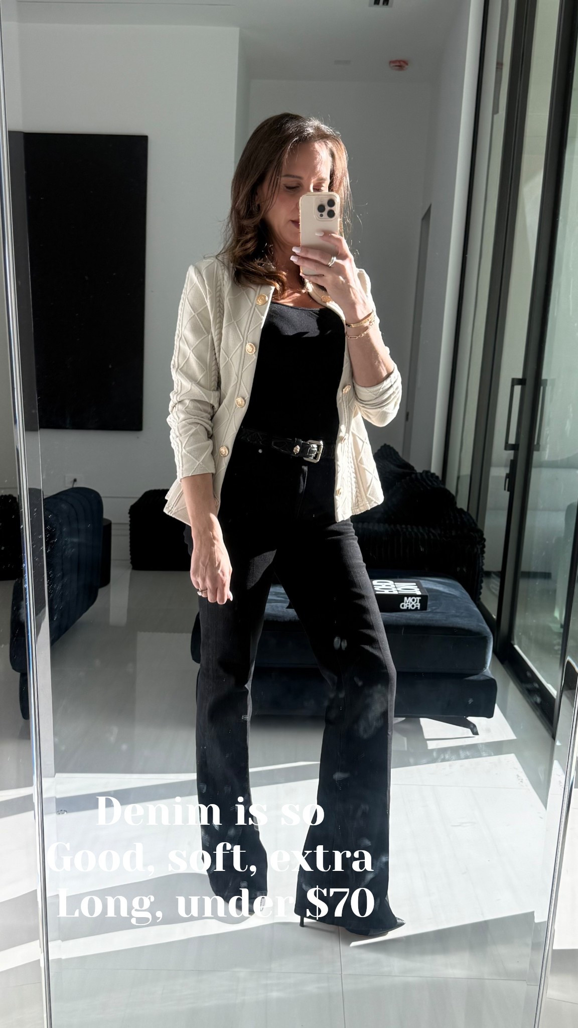 Old money vibes. Classic black and cream color combo. The seater cardigan is a great alternative to a sweatshirt or blazer giving you a polished look.

The black denim fit so good I promise you will want them in other colors. Wearing them with 4 inch heels and still hitting the ground. Tall girl approved.

#LTKTall #LTKSaleAlert #LTKOver40