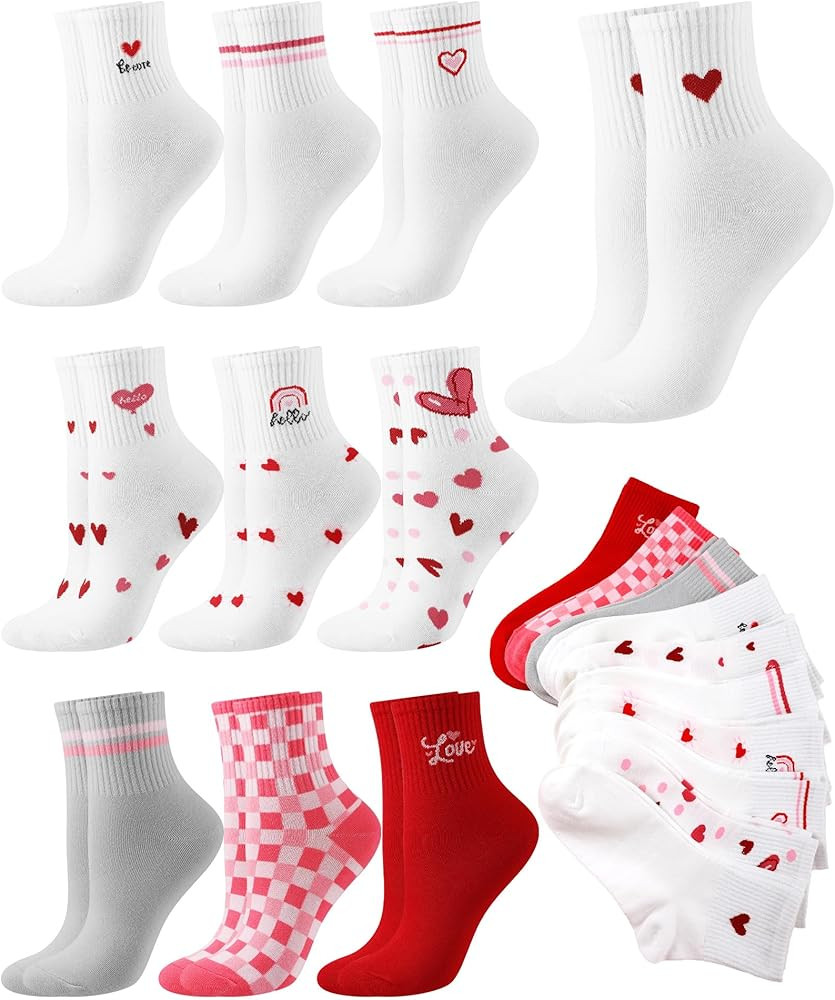 Shihanee 10 Pairs Valentines Day Socks Women Heart Cotton Ankle Socks Novelty Valentines Gifts fo... | Amazon (US)