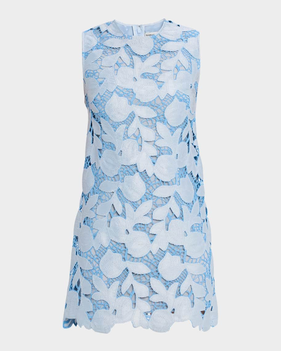 SIMKHAI Mickie Cotton Floral Lace Mini Dress | Neiman Marcus