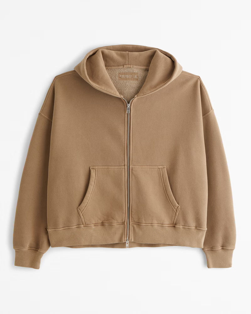 Men's Essential Cropped Full-Zip Hoodie | Men's Clearance | Abercrombie.com | Abercrombie & Fitch (US)