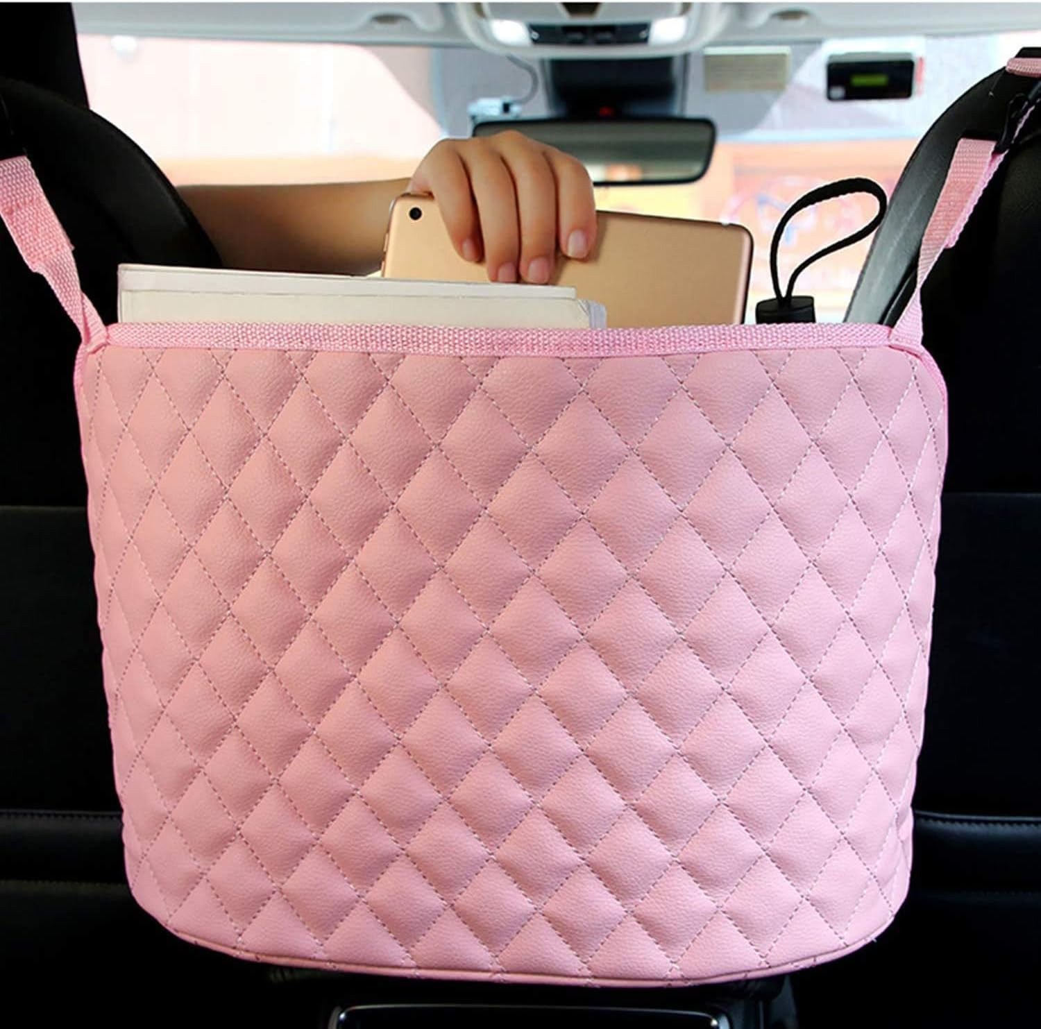 LLSW shop Pink Handbag Holder for Car,Durable Pu Leather Car Net Pocket Car Seat Storage Net Bag ... | Amazon (US)