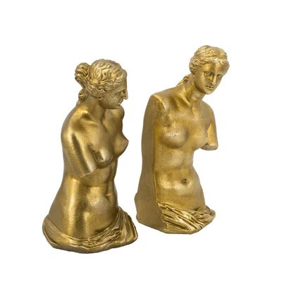 Set of 2 4.5x5x10" Venus de Milo Bust Bookends with Gold Finish | Wayfair North America