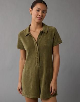 AE Henley Onesie Romper | American Eagle Outfitters (US & CA)