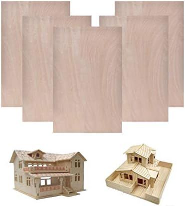 Basswood Sheets 1/16,Thin Plywood Wood Sheets for Crafts 1/16 ×8×12 Inch,5 Pieces | Amazon (US)