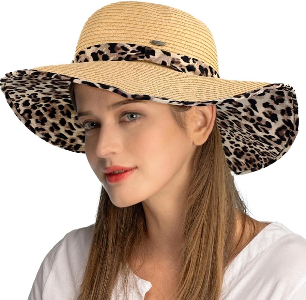C.C Foldable Paper Straw Sunhat with a Detachable Bow - for Women | Amazon (US)