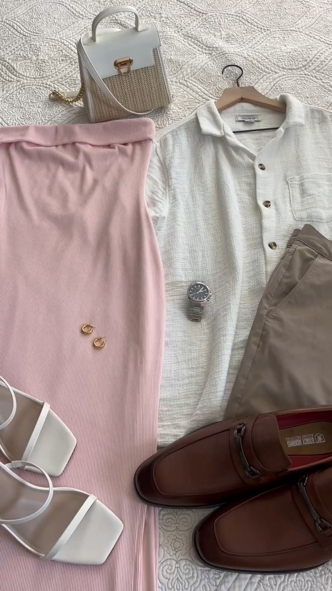 Resort date night energy only 🤍🌴✨

Golden hour by the water, ocean breeze, dinner reservations at 7 🌅this is the kind of his & hers moment you pack for when you’re staying somewhere with palm trees and room service 🦩🍋‍🟩🌊 Effortless, polished, and made for walking hand in hand through a candlelit resort lobby 🫶🏼

Soft pink, crisp neutrals, vacation romance every single time 🐚☀️🌺

#ResortDateNight #VacationStyle #HisAndHers #CouplesStyle #TropicalVibes #ResortWear #DateNightLook #BeachyChic #LTKStyle #LTKCouples #SummerRomance