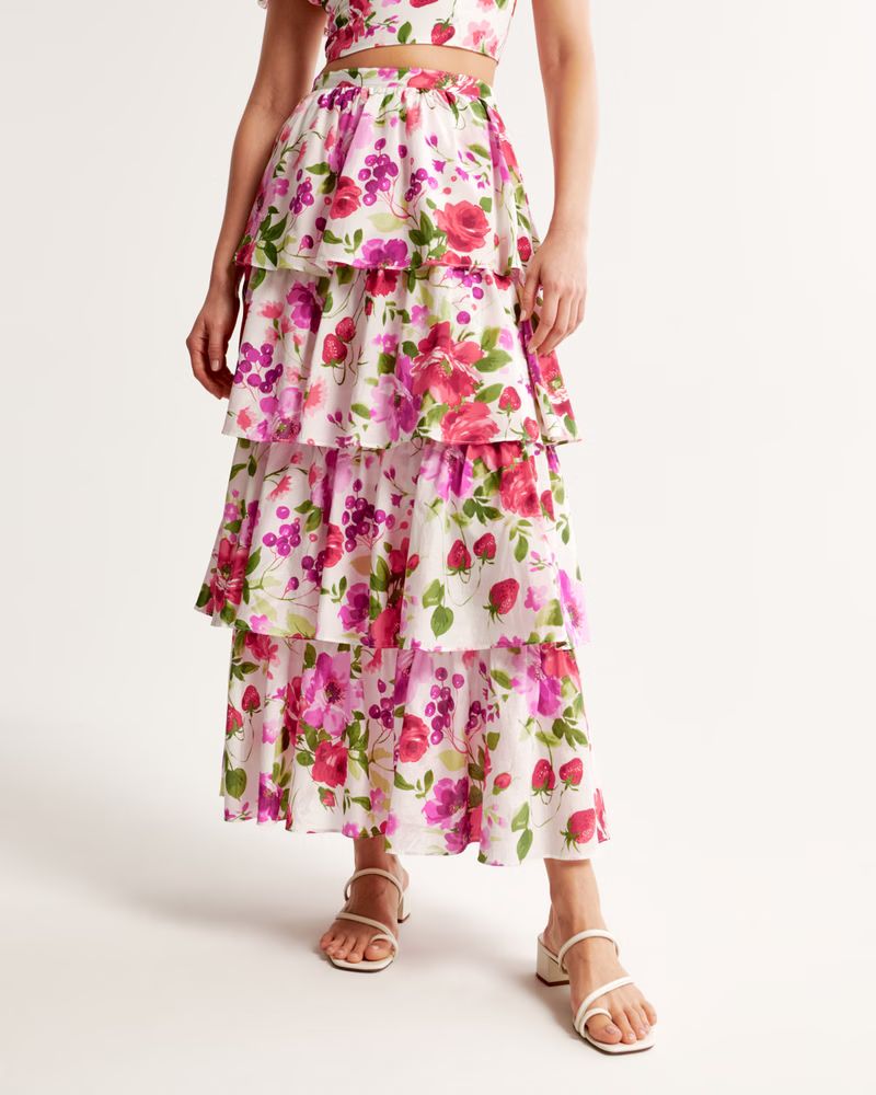 Drama Tiered Maxi Skirt | Abercrombie & Fitch (US)