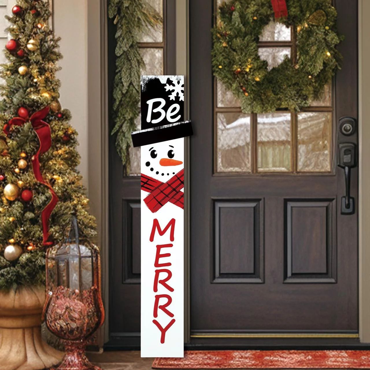 Perfnique Christmas Sign for Front Porch, Wooden Snowman Welcome Sign for Front Door, Christmas H... | Walmart (US)