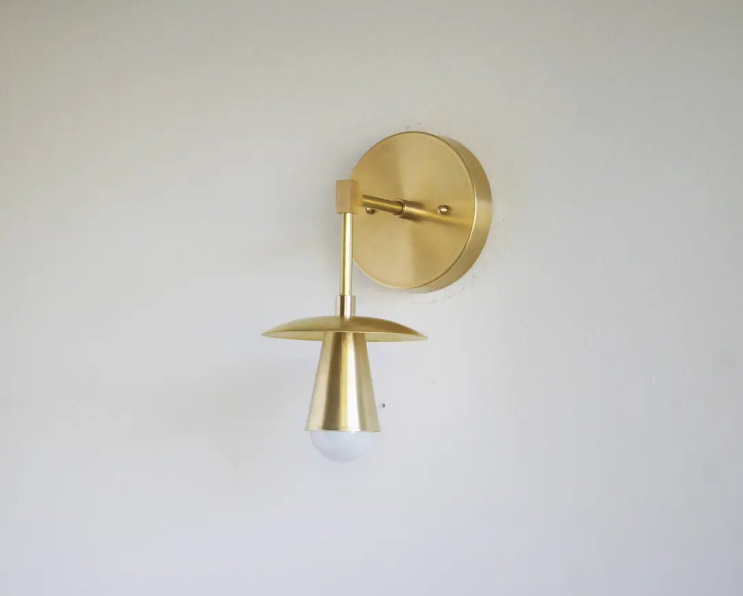 Solid Brass Wall Sconce Light Mid Century Brass Wall Sconce - Etsy | Etsy (US)