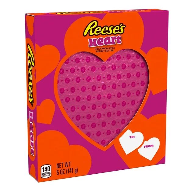 Reese's Milk Chocolate Peanut Butter Heart Valentine's Day Candy, Gift Box 5 oz | Walmart (US)